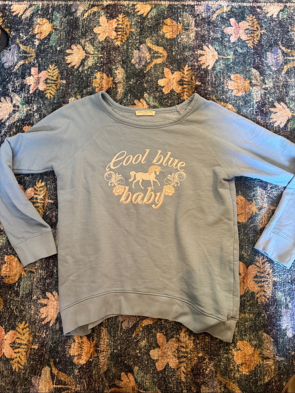 Spell Light Blue Graphic 'Cool Blue Baby' Crewneck Sweatshirt